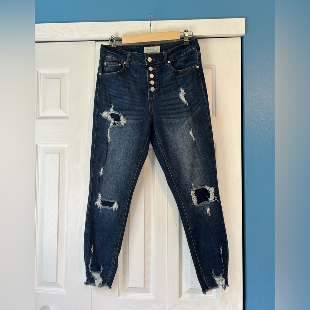 Dark Blue Distressed Skinny Jeans